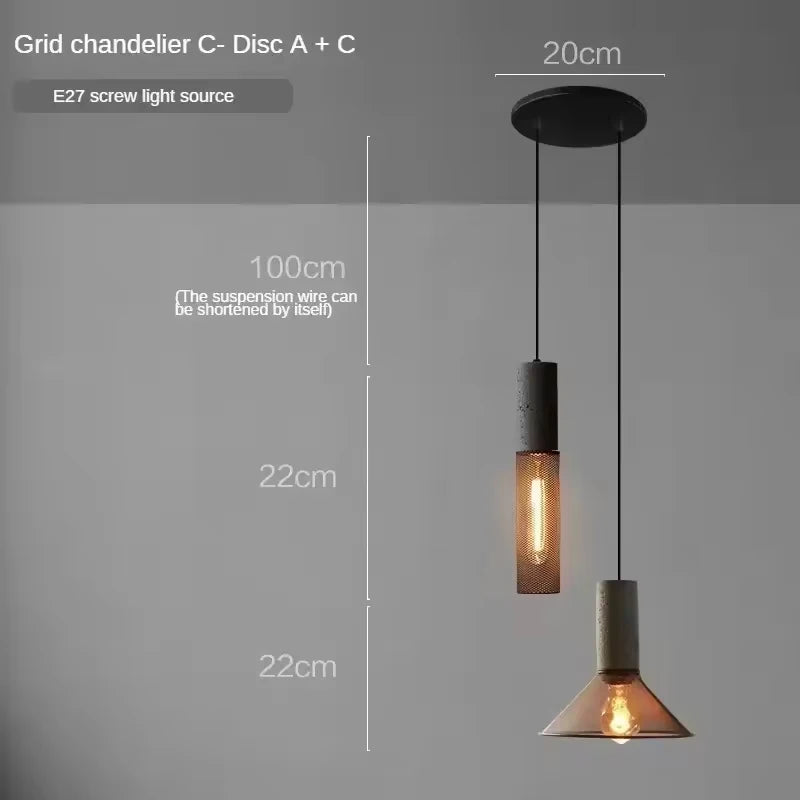 Vintage Industrial Cement Pendant Light - E27 LED Chandelier