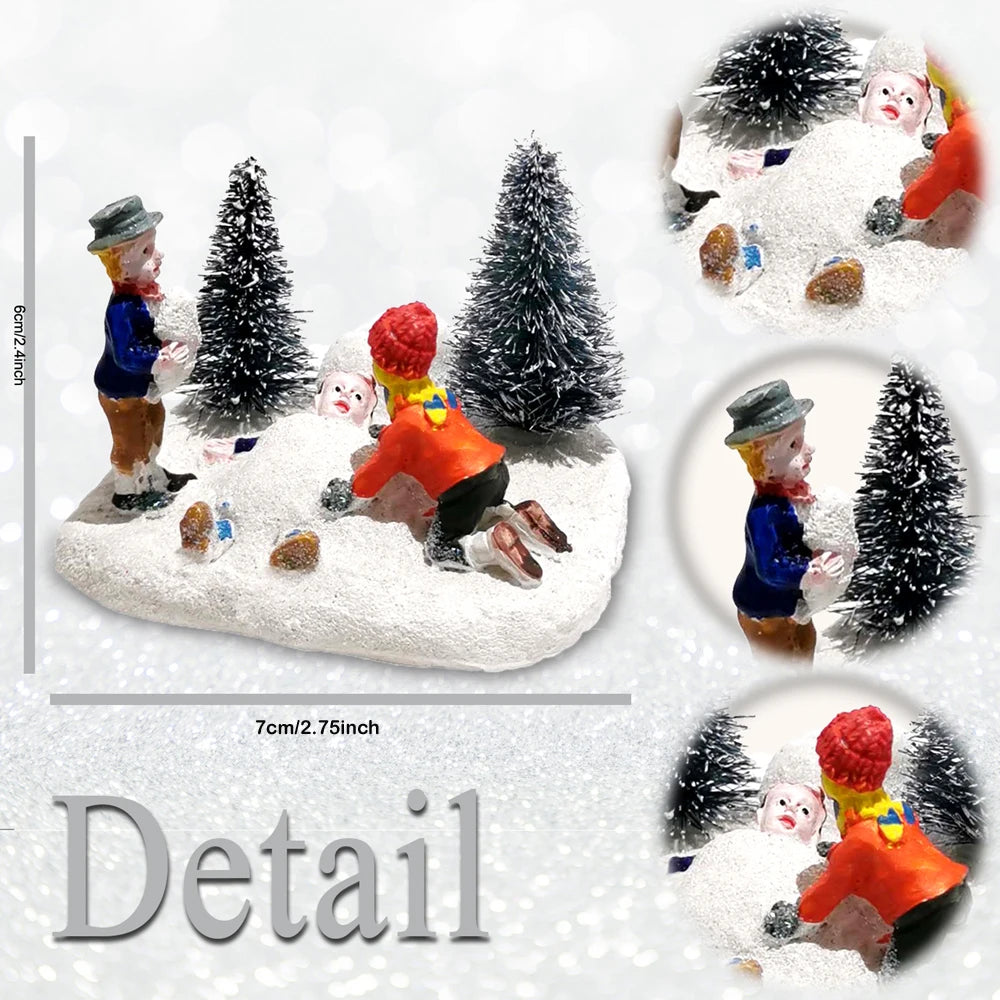 Charming Hand-Painted Kids Playing Christmas Village Figurine