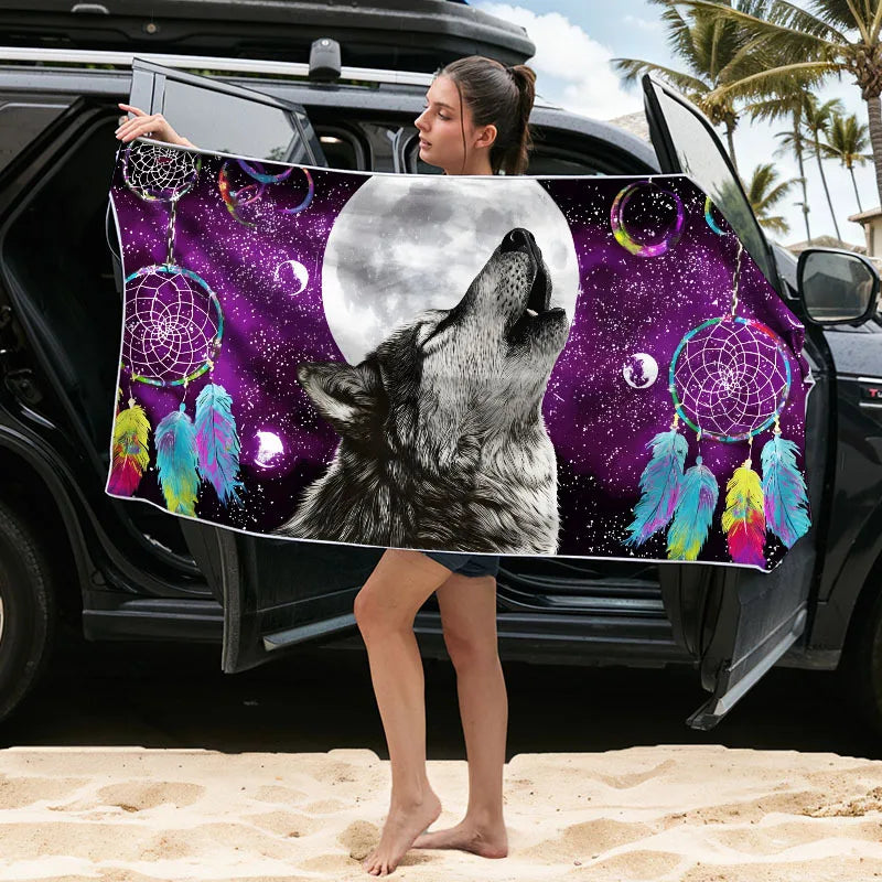 Quick-Dry Microfiber Beach Towel with Magnetic Fasteners