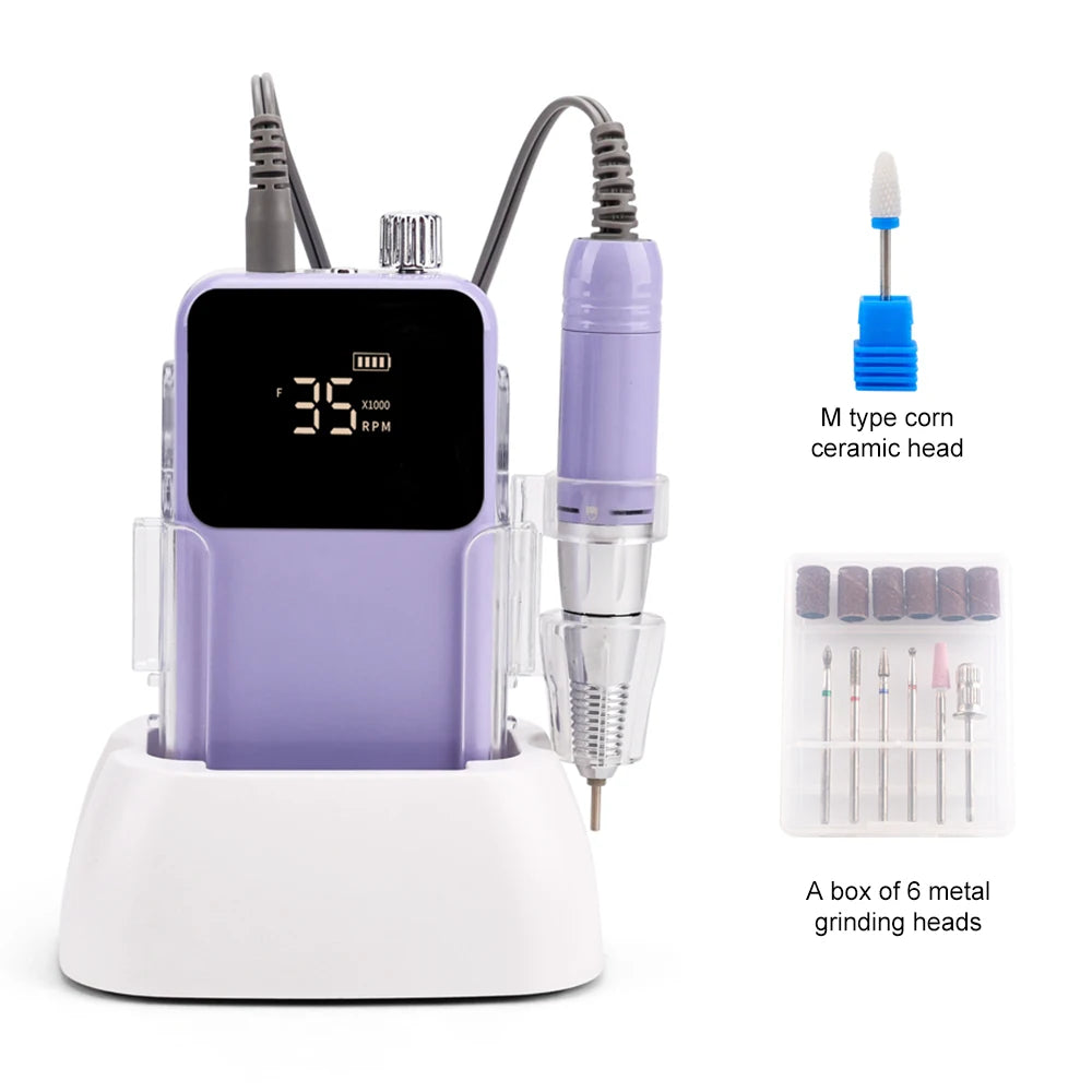 SIMINAIL Rechargeable Nail Drill - 35,000 RPM Electric File Machine