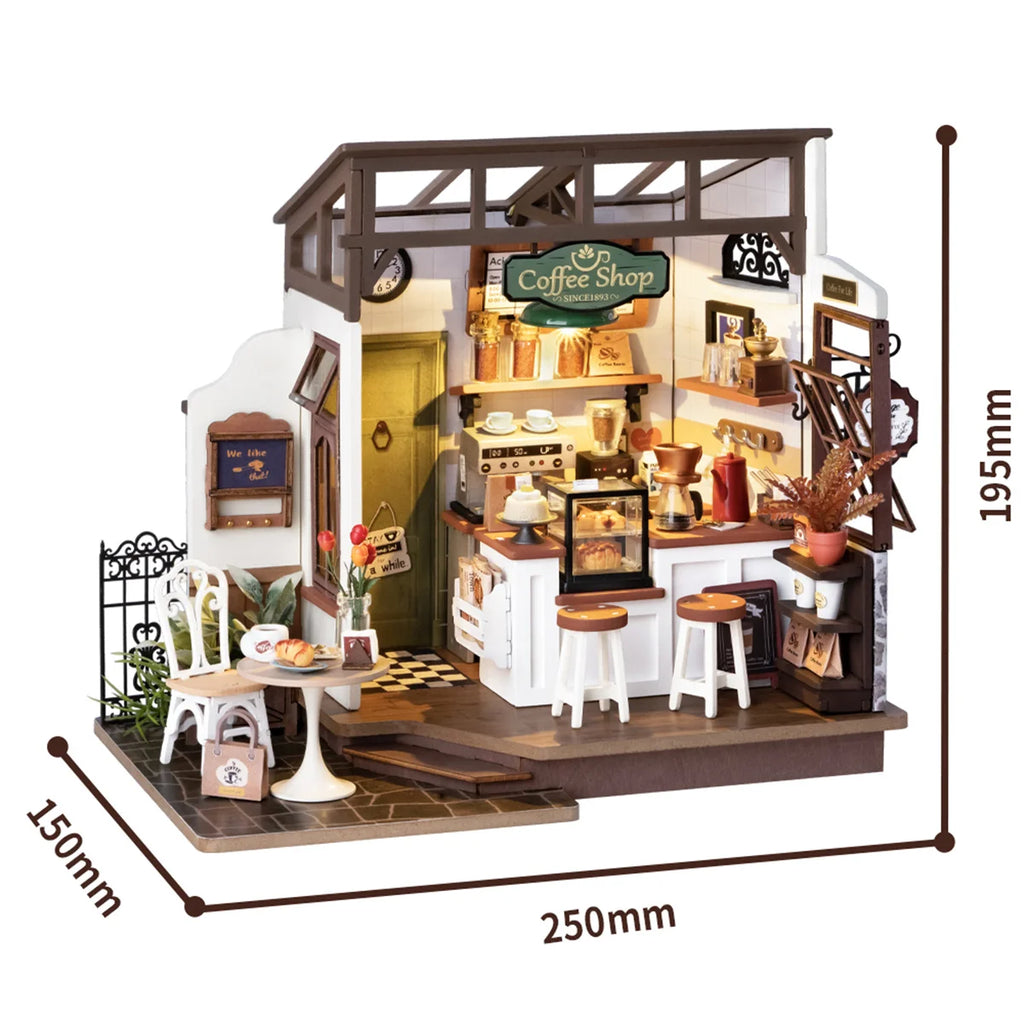 Robotime 3D Puzzle Miniature Dollhouse Kit - Cafe DIY Craft Gift