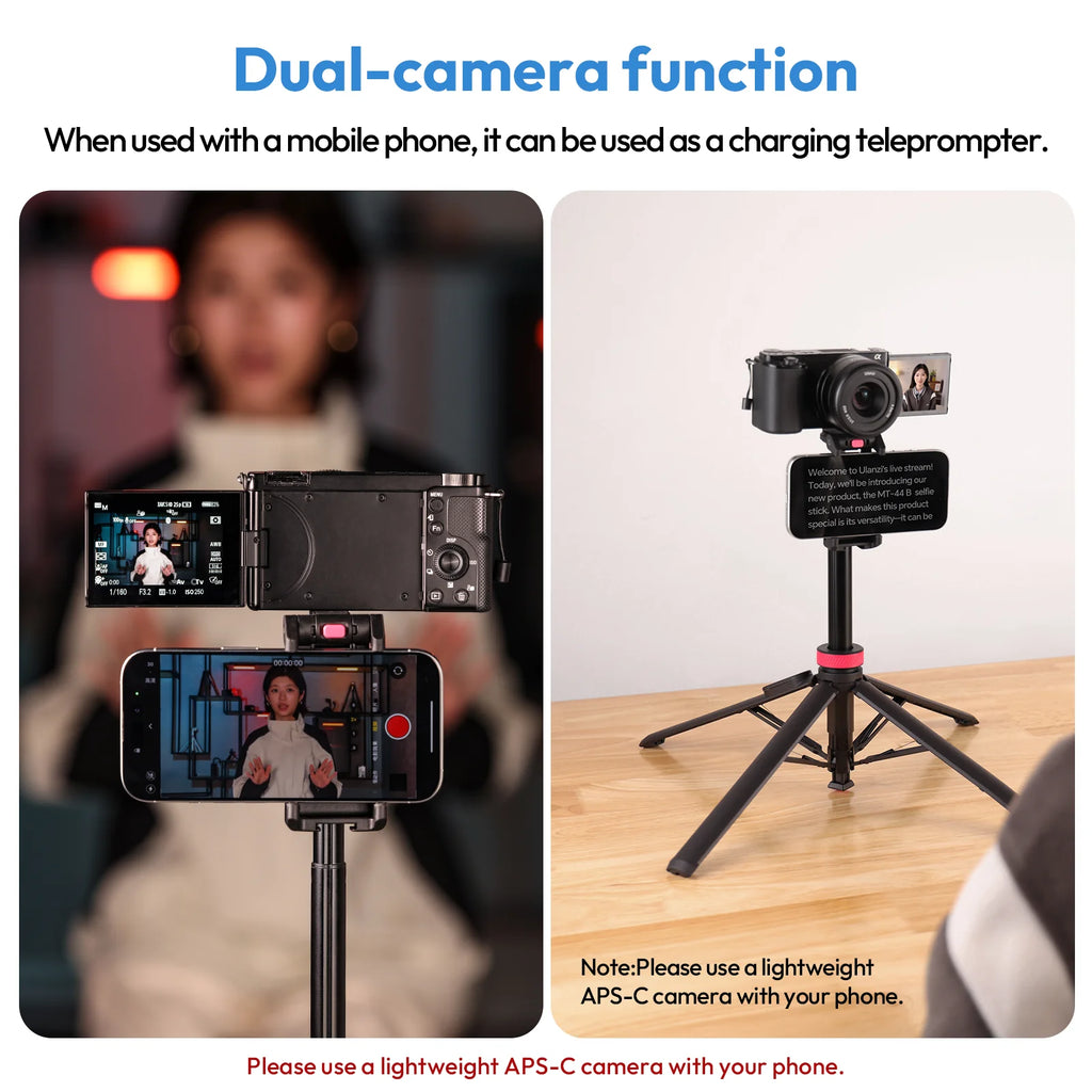 Ulanzi MT-44 B Universal Phone Tripod - 1.5M Selfie Stick with Bluetooth