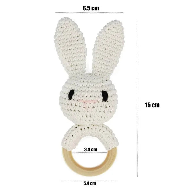 Bopoobo Baby Crochet Rattle Toy - Soft Wooden Teether & Infant Gym