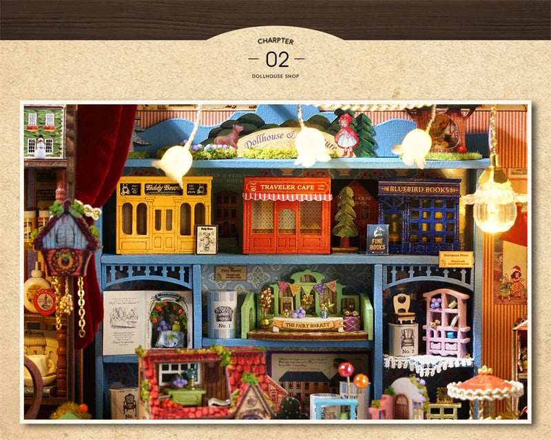 DIY Fairy-Tale Wonderhouse Wooden Miniature Dollhouse Kit with Furniture