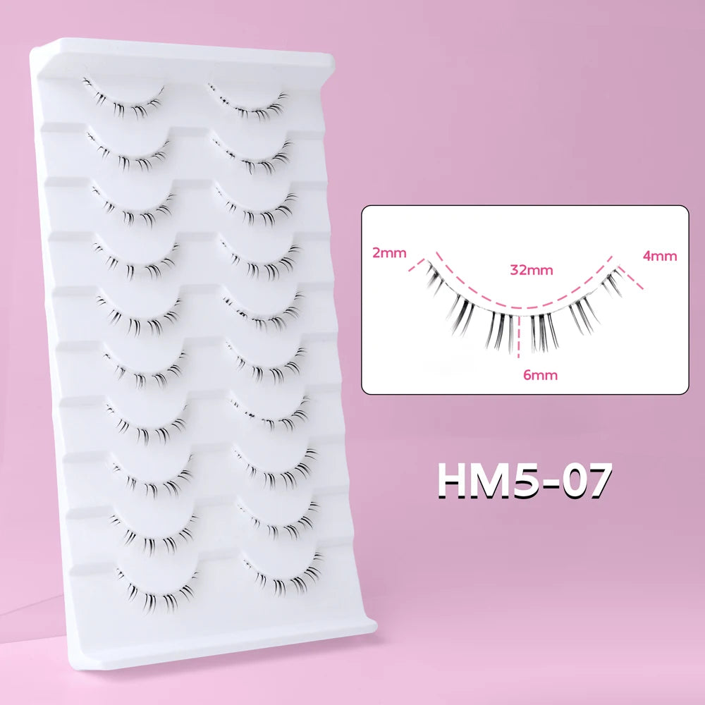 10 Pairs Manga Lower Eyelashes - Wispy Under Eye Lashes for Cosplay