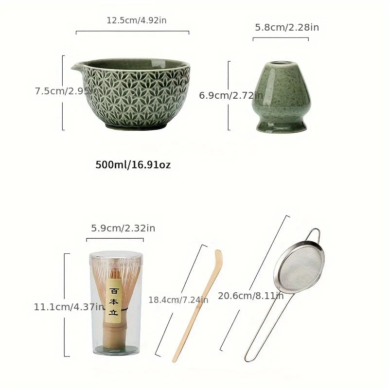 Authentic Japanese Matcha Tea Set - Bowl, Whisk & Accessories