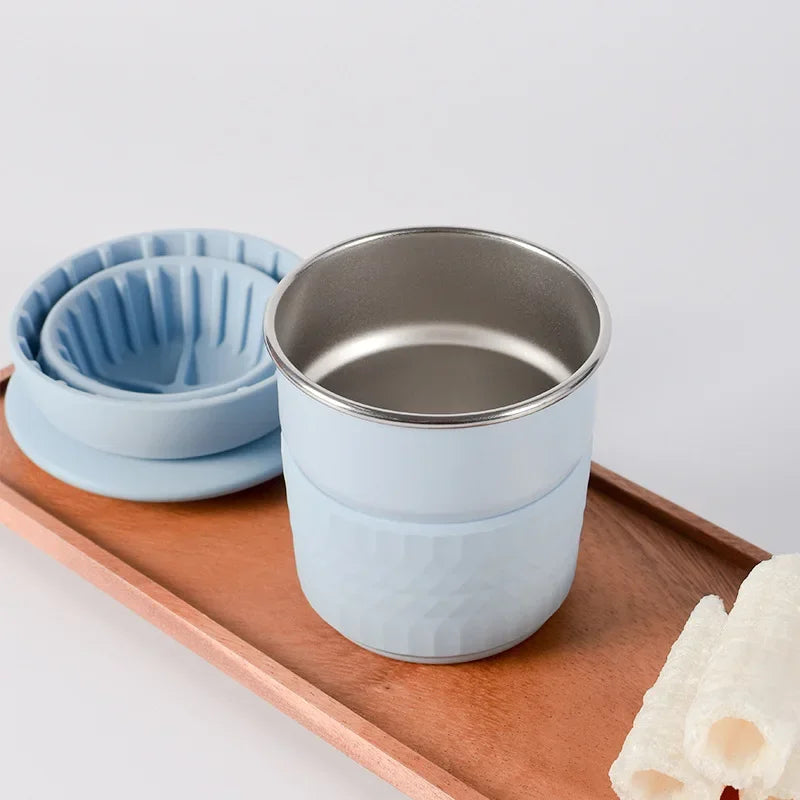 Portable Hand Brewed Coffee Set for Camping - Silicone & Stainless Steel