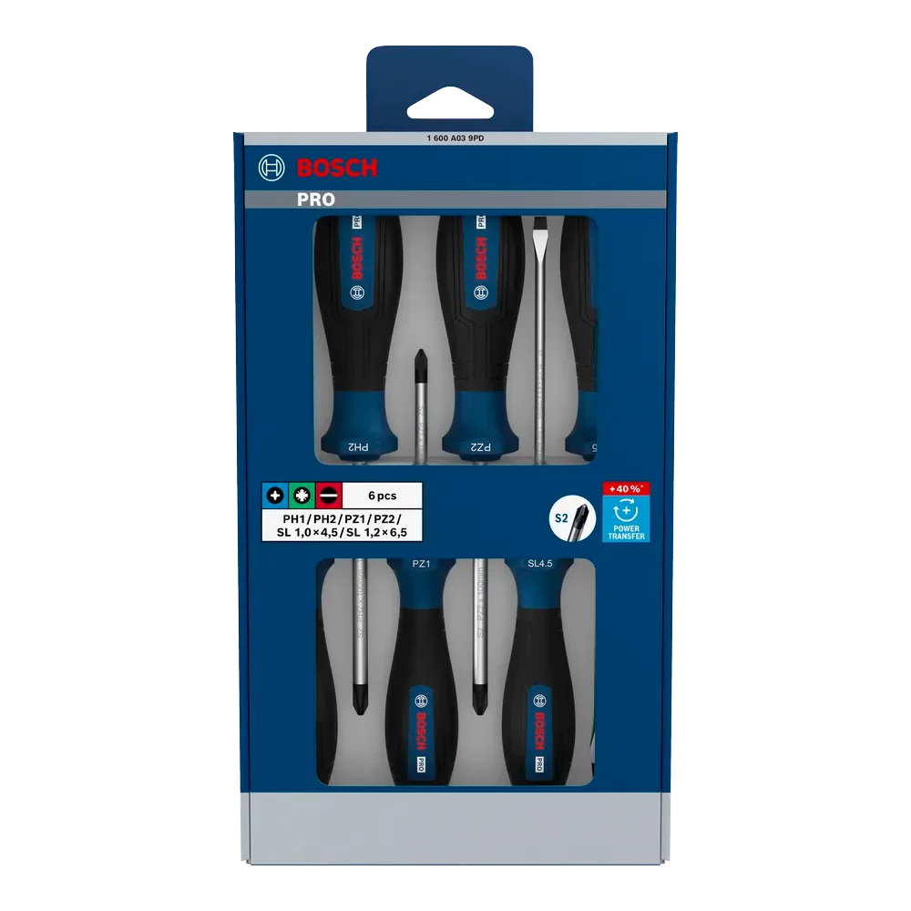 Bosch PRO Screwdriver Set - 6 Durable Hand Tools for Heavy-Duty Tasks