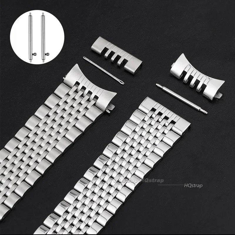 Premium Curved Stainless Steel Watch Band - 18mm, 20mm, 22mm Sizes