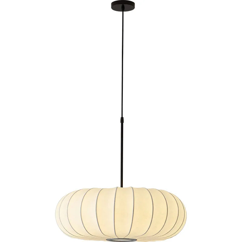 Elegant Japanese Wabi-Sabi Silk Pumpkin Pendant Light Fixture