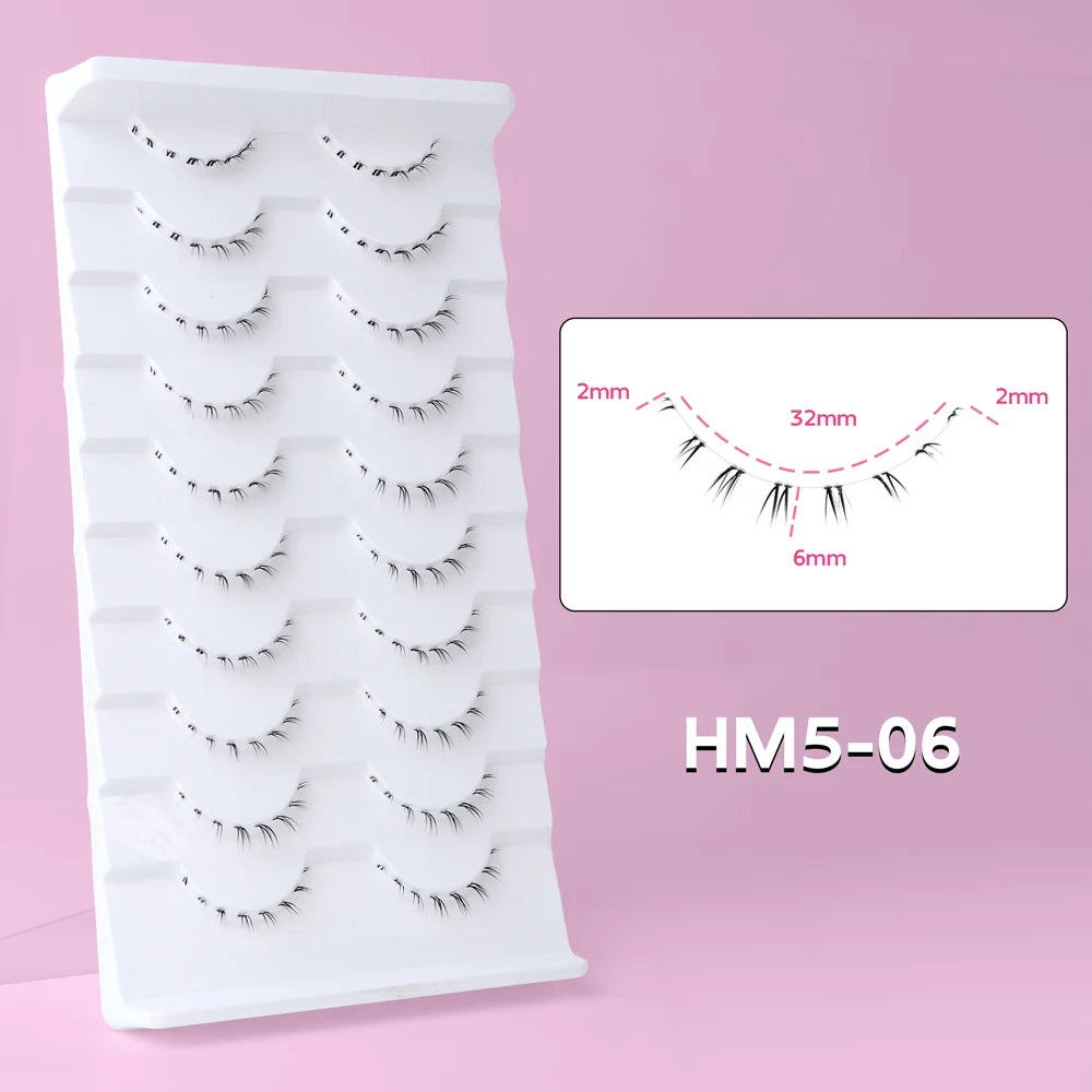 10 Pairs Manga Lower Eyelashes - Wispy Under Eye Lashes for Cosplay