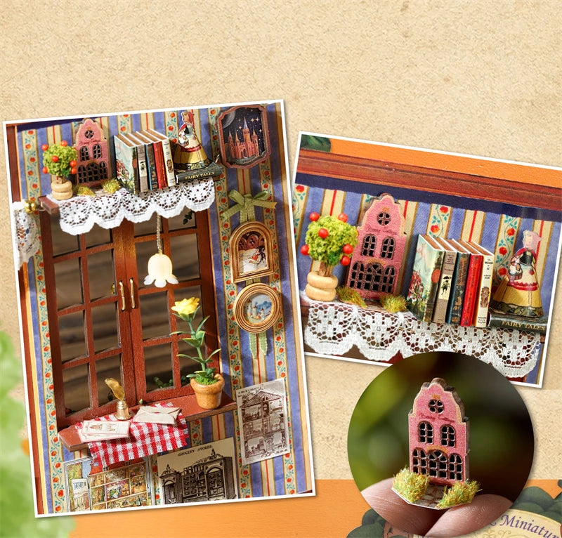 DIY Fairy-Tale Wonderhouse Wooden Miniature Dollhouse Kit with Furniture