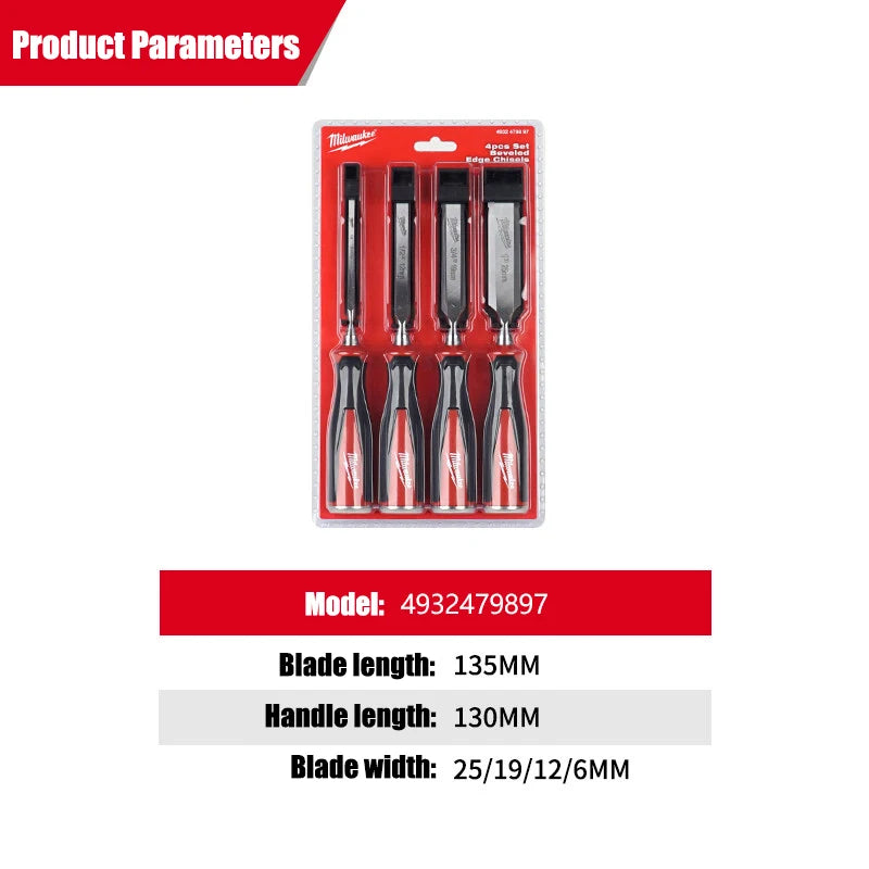 Milwaukee 4-Piece Wood Chisel Set - Ergonomic & Precision Engineered