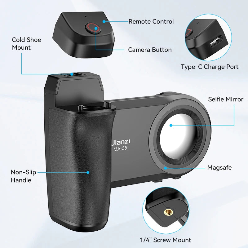 Ulanzi MA35 Selfie Phone Grip with Bluetooth Shutter & Stabilizer