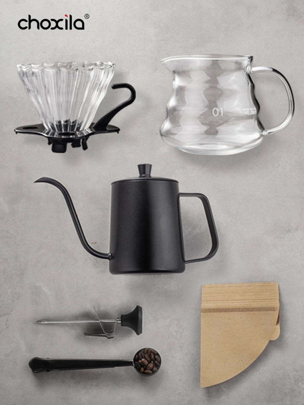 Choxila Portable Pour Over Coffee Maker Set - Travel Coffee Kit