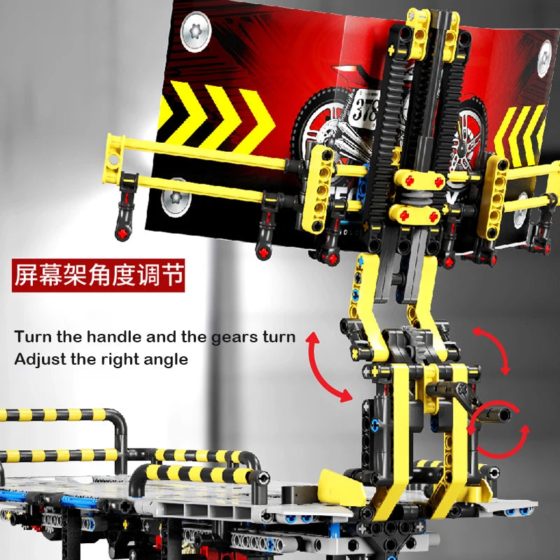 Motorcycle Test Bench Building Blocks - Fun Engineering Toy for Kids