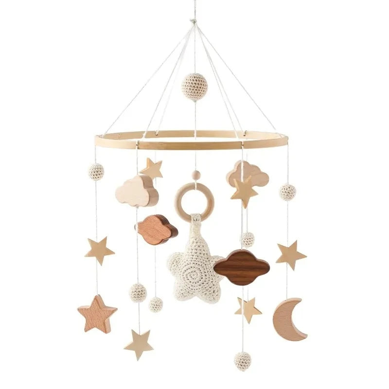Wooden Baby Mobile Rattle Toy for Newborns - 0-12 Months