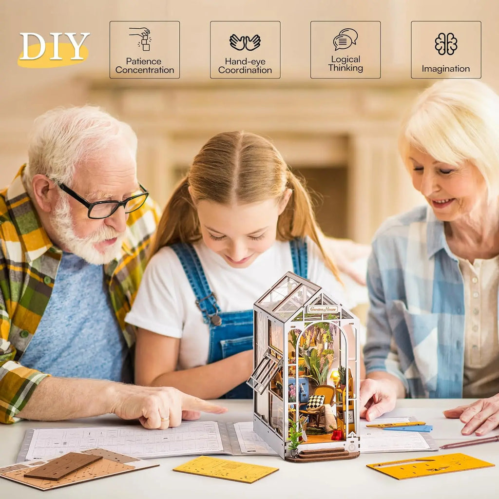 Robotime DIY Garden House Book Nook Miniature Kit for Creative Decor