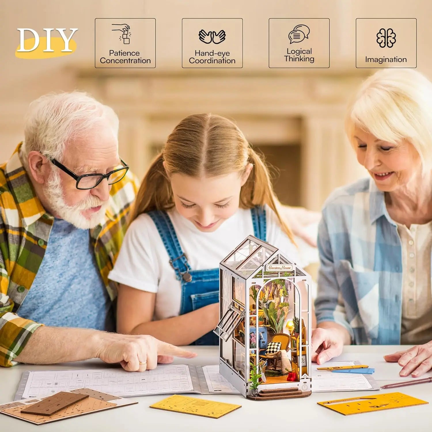 Robotime DIY Garden House Book Nook Miniature Kit for Creative Decor
