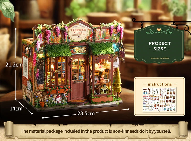 DIY Fairy-Tale Wonderhouse Wooden Miniature Dollhouse Kit with Furniture
