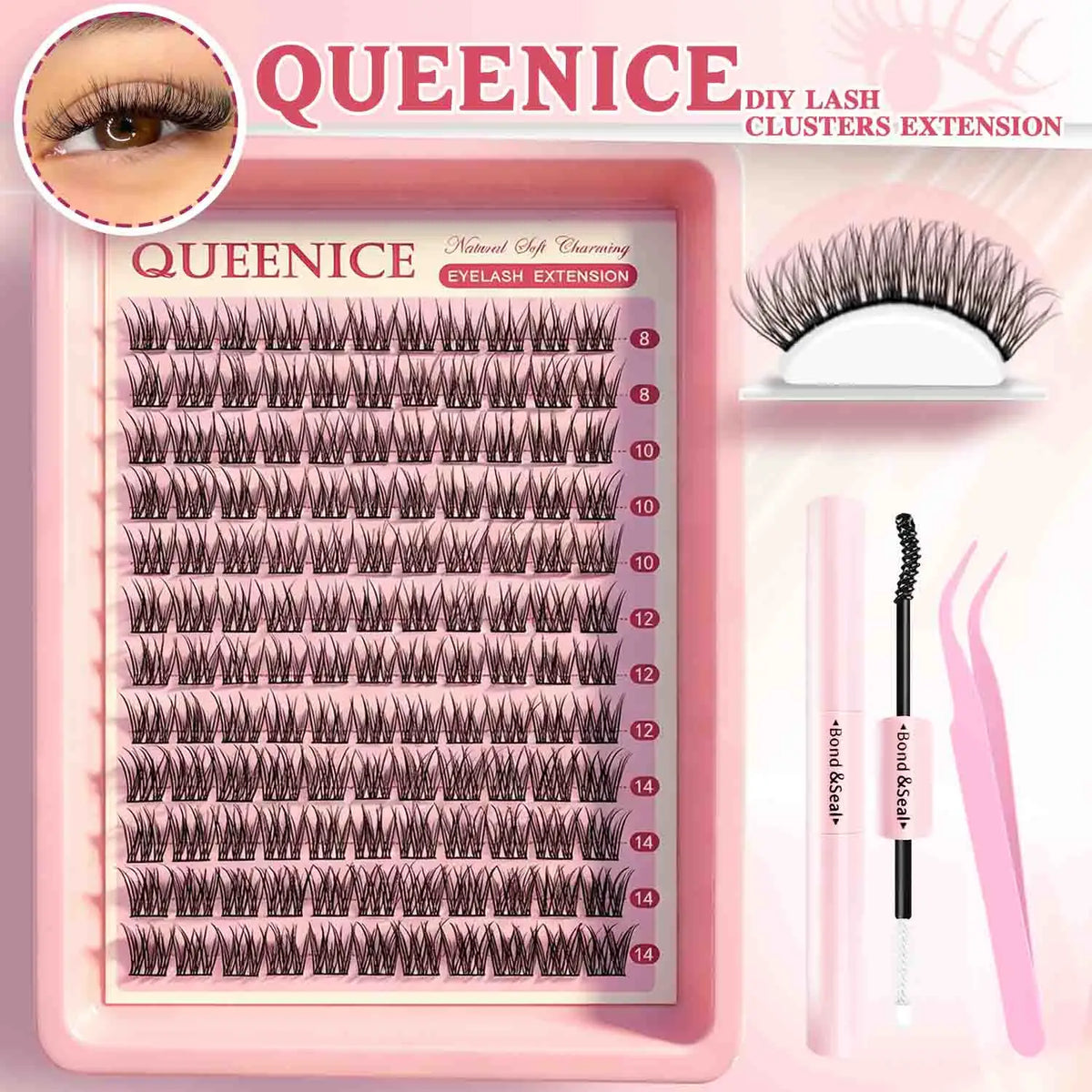 DIY Eyelash Extension Kit - Natural Long Individual Lashes Clusters