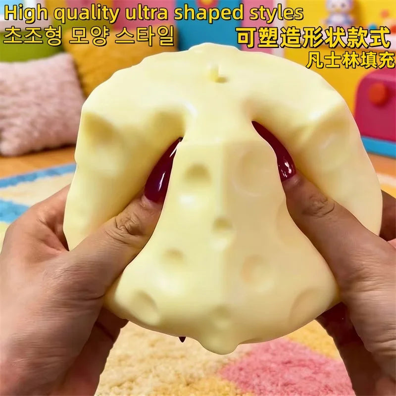 Jumbo Cheese Cube Stress Ball - Shapeable Squeeze Toy for Stress Relief