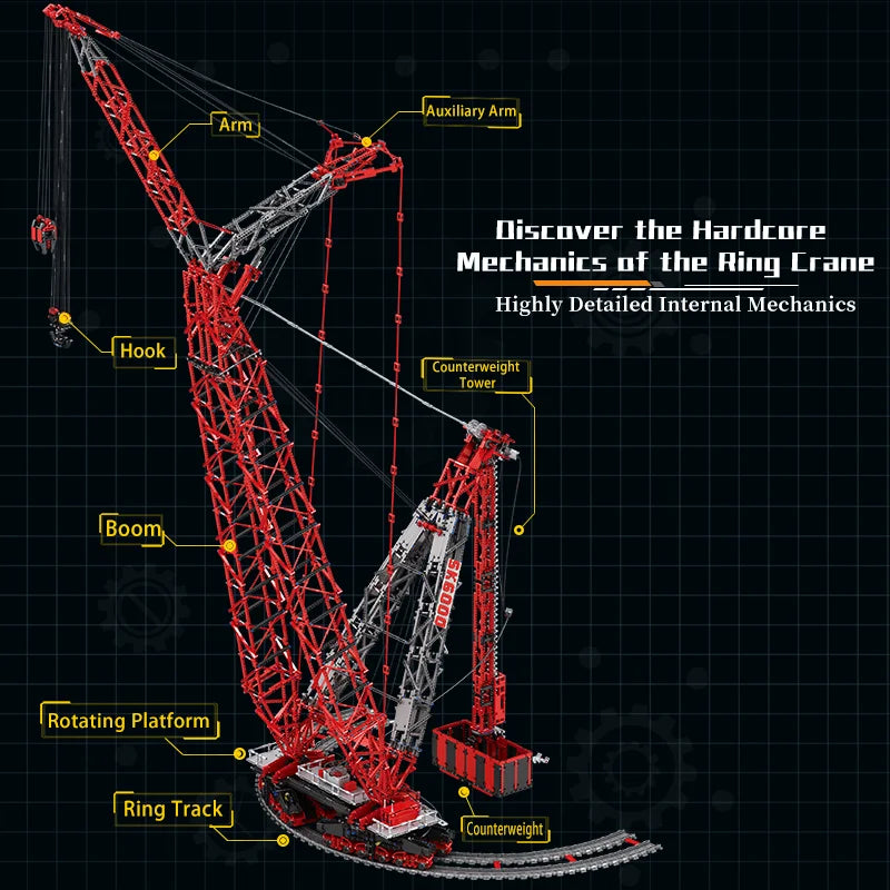 Reobrix 22028 Remote Control Heavy Ring Crane Building Blocks - 7477 Pieces