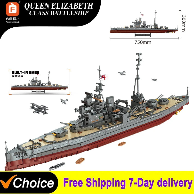 2277PCS WWII Battleship Building Blocks Set for Kids - Elizabeth Class