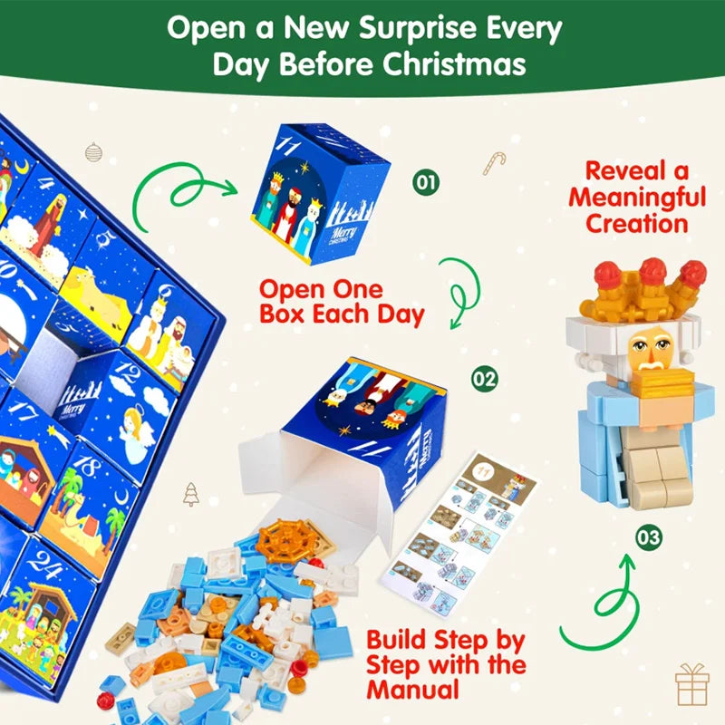 DIY Nativity Scene Christmas Advent Calendar - 24-Day Countdown