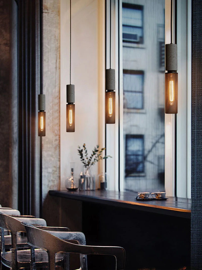 Vintage Industrial Cement Pendant Light - E27 LED Chandelier