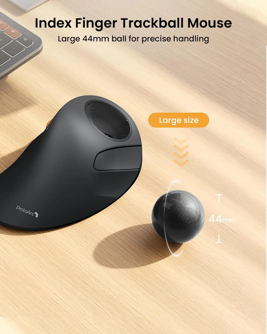 ProtoArc EM03 Wireless Bluetooth Trackball Mouse - Ergonomic & Rechargeable