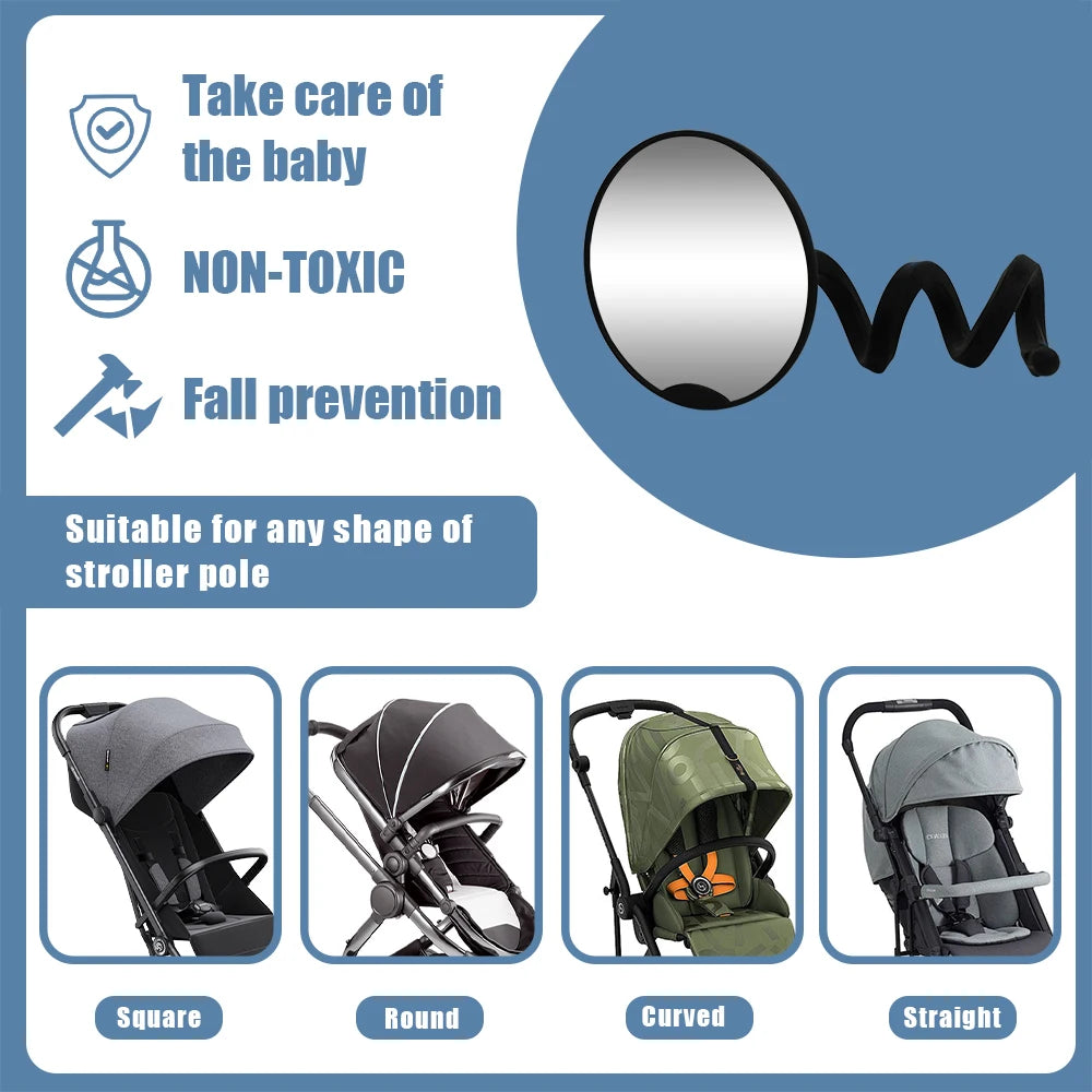 Adjustable 360° Stroller Mirror - Shatterproof for Safe Baby Viewing