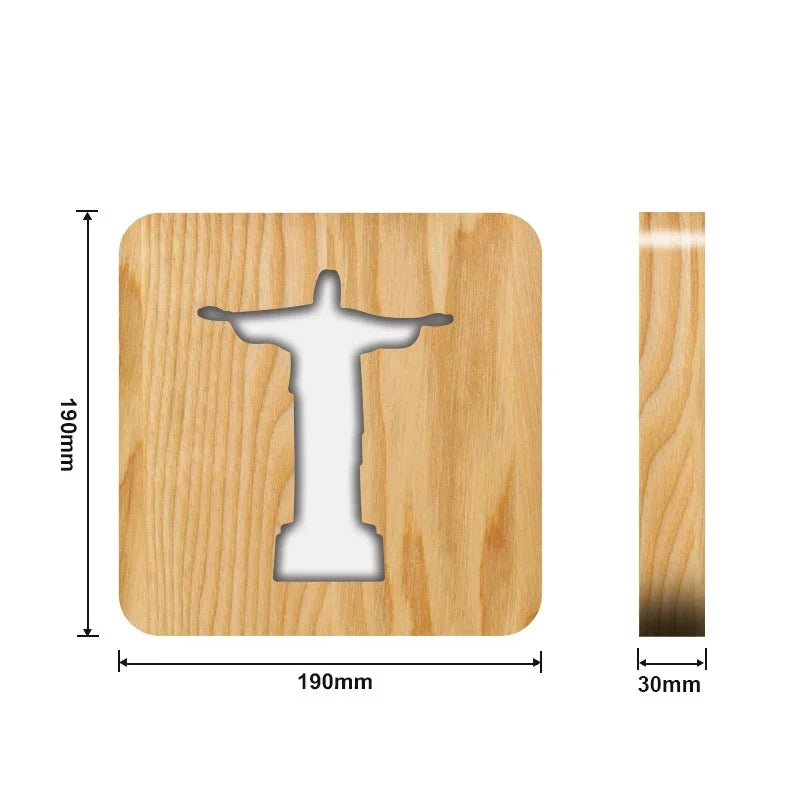 3D Glow Wood Cross Lamp - Inspirational Christian Decor Gift