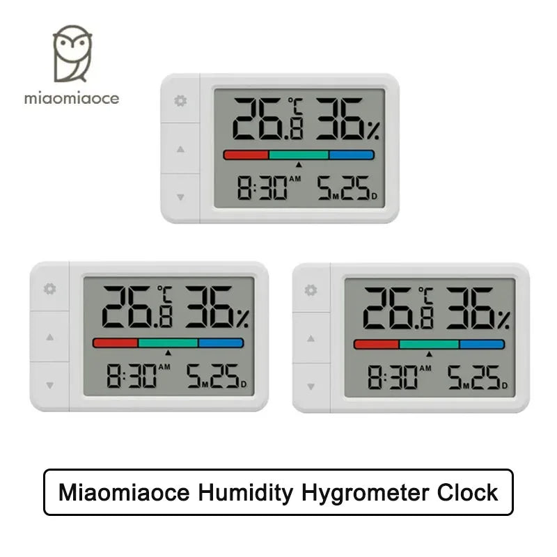Miaomiaoce Mini Thermometer Hygrometer with LCD Display & Clock