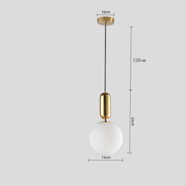 Modern Nordic Glass Ball Pendant Light - Elegant Brass & Black Design