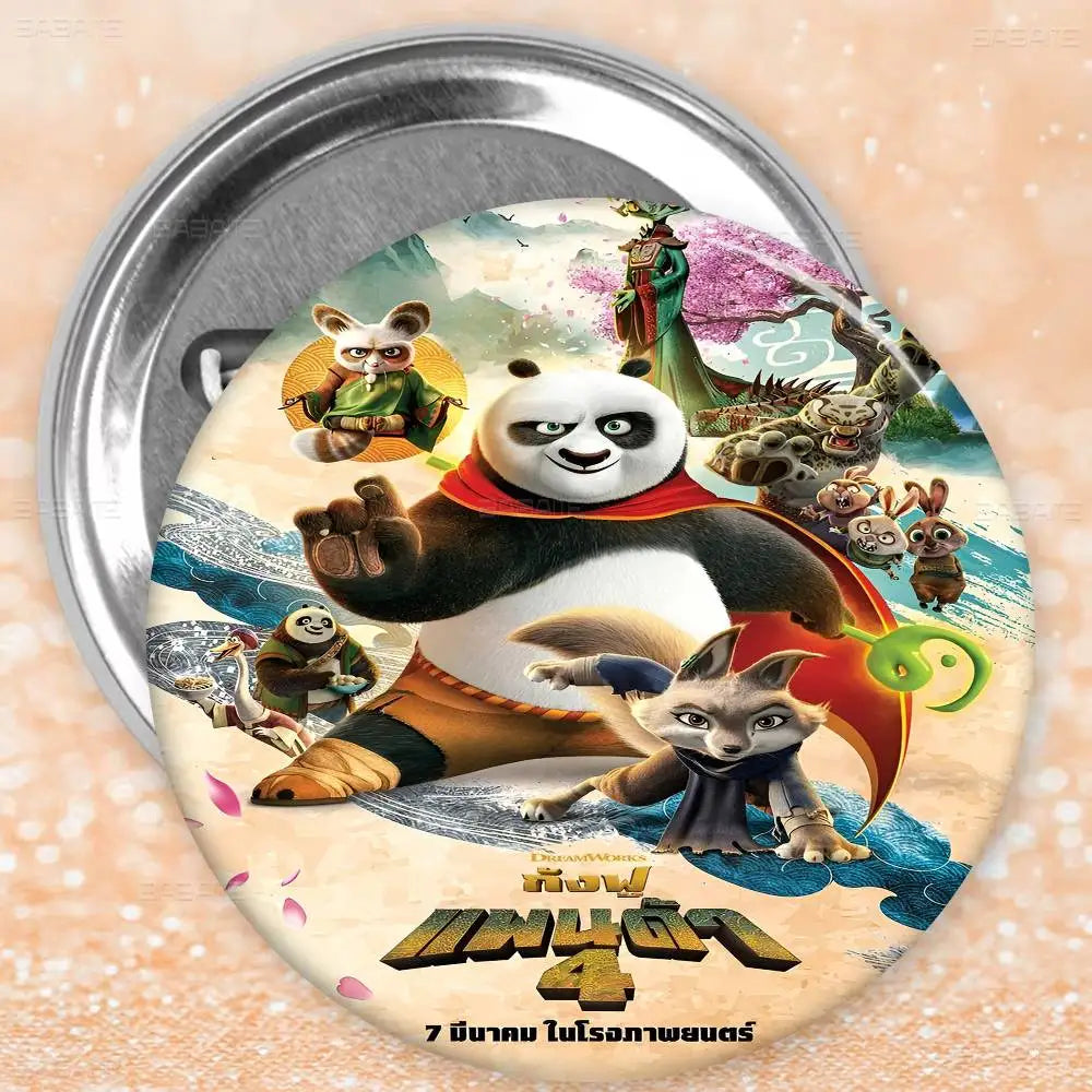 K-Kung Panda Movie Brooch | Fun Tinplate Badge for Collectors