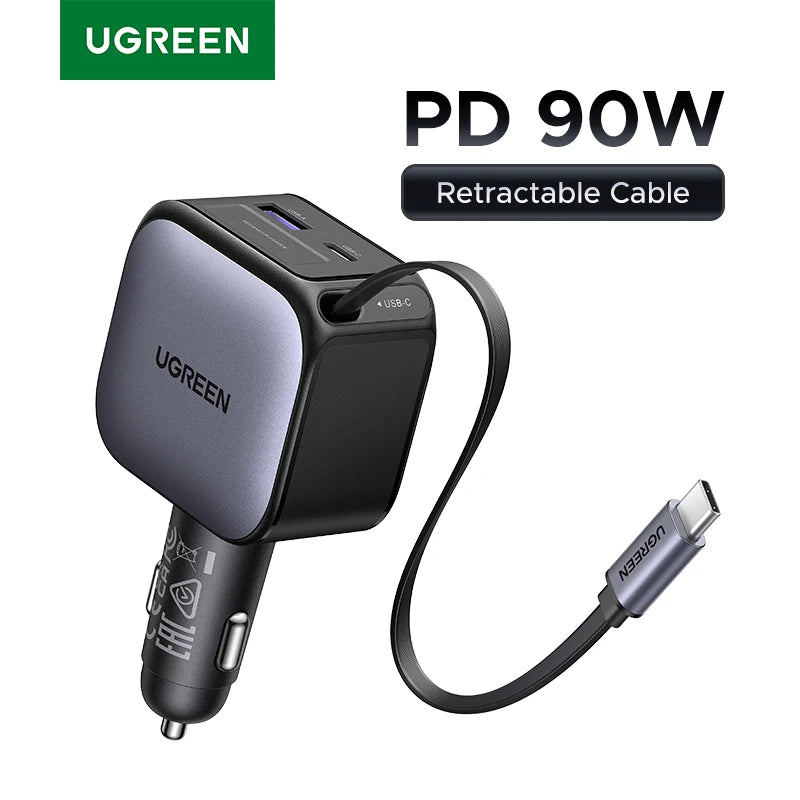 UGREEN 145W Fast Car Charger - 3 USB-C & 1 USB-A Ports