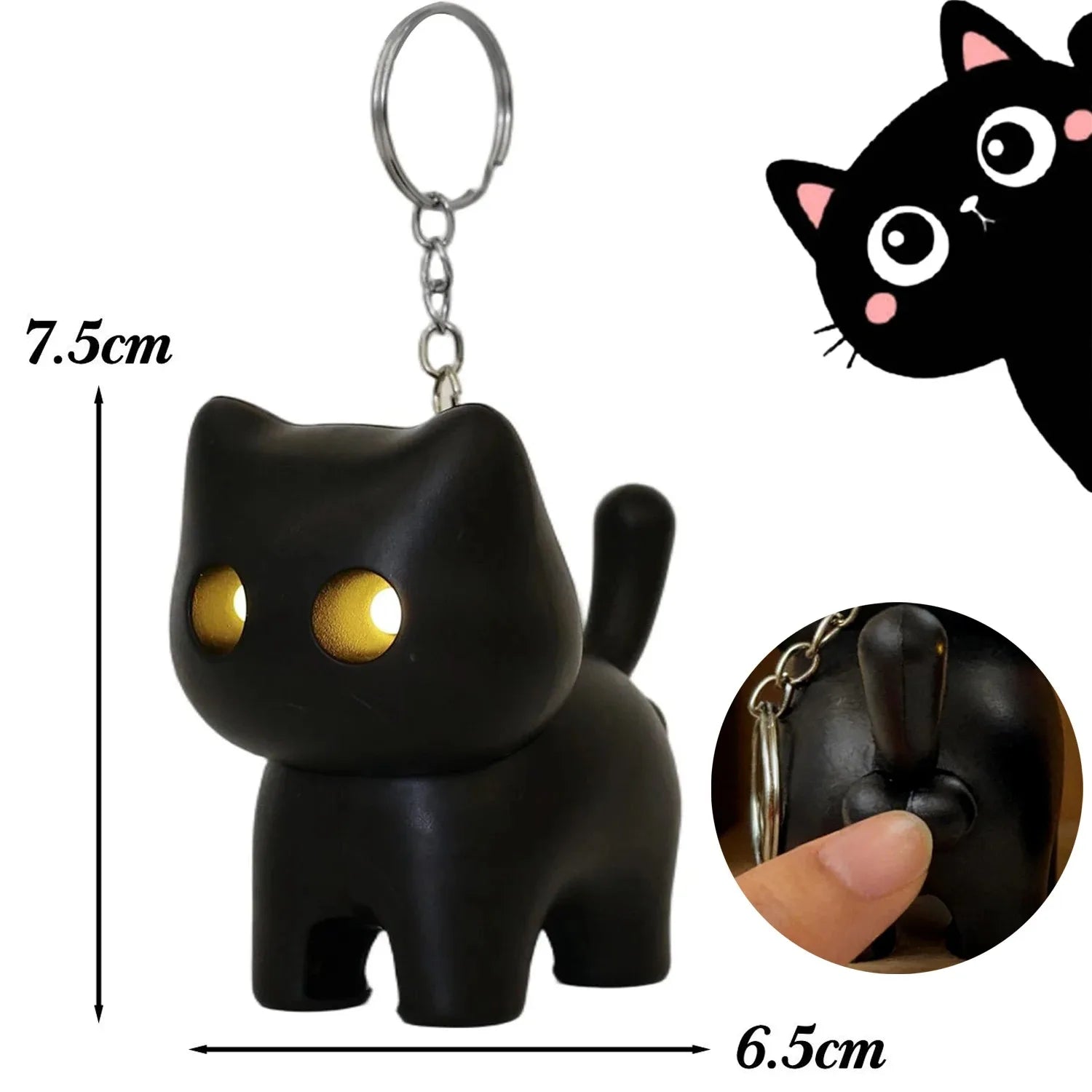 Cute LED Cat Keychain Night Light with Meowing Sound - Perfect Gift!