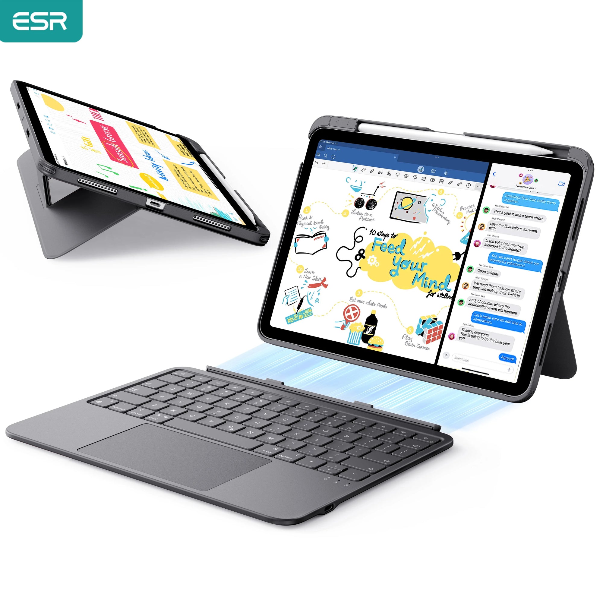ESR UltraLight iPad Keyboard Case with Magnetic Detachable Design
