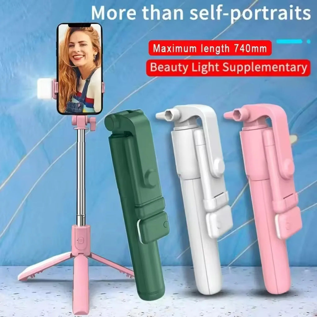 Bluetooth Selfie Stick Tripod with Remote & Fill Light - R1S
