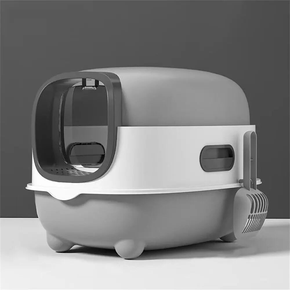 Hooded Cat Litter Box with Scoop - Easy Clean for Kittens & Small Cats