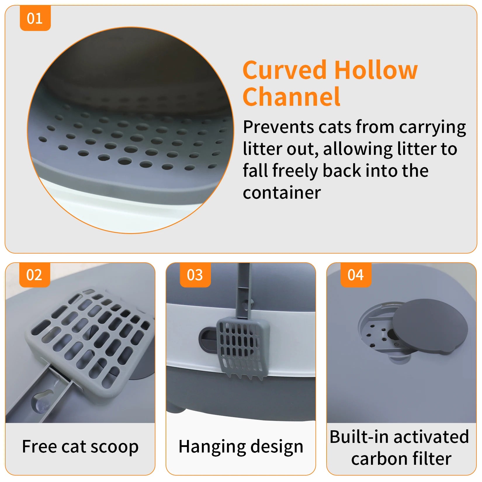 Hooded Cat Litter Box with Scoop - Easy Clean for Kittens & Small Cats