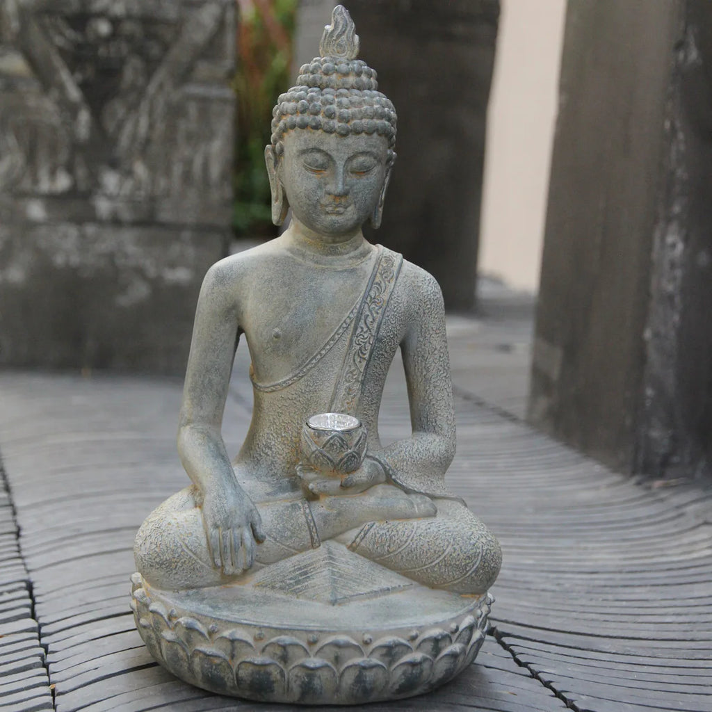 Zen Solar Buddha Statue - Tranquil Outdoor Decor with Eco-Friendly Light
