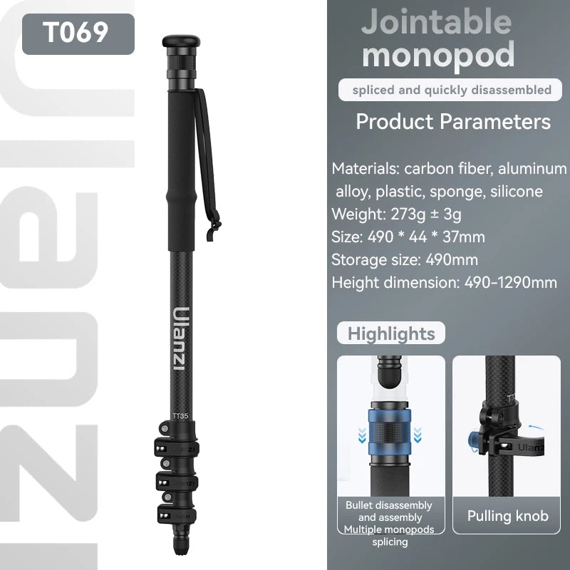 Ulanzi TT35 Carbon Fiber Tripod 5-in-1 with Quick Release Ball Head