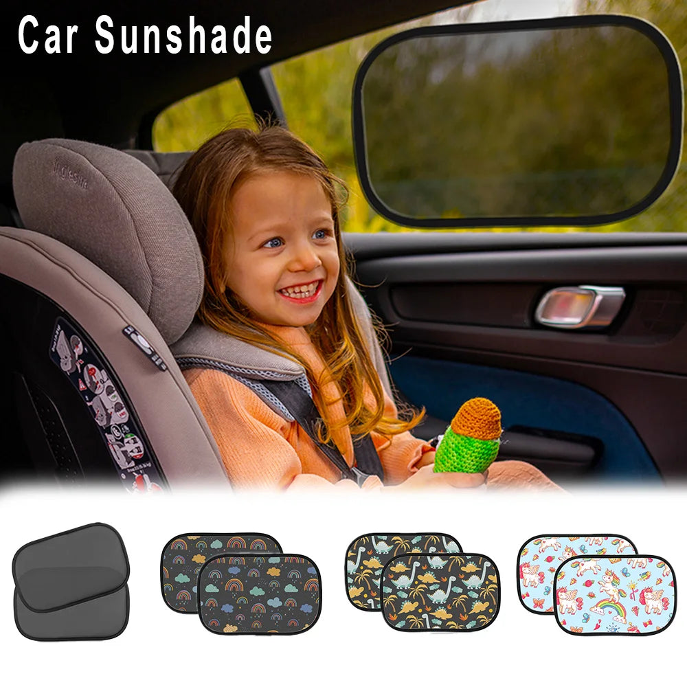 Cute Dinosaur Car Sun Shades for Kids - UV & Heat Protection, 2 Pack
