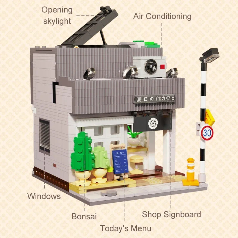 Cada LED City Japanese Style Building Blocks Coffee House Set - 1116Pcs