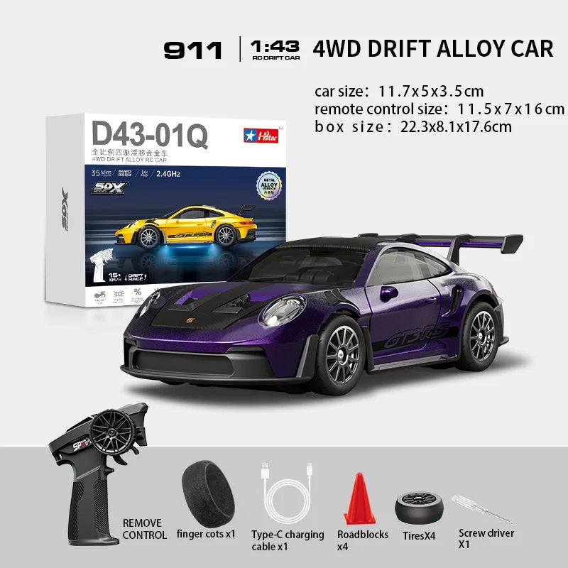 Macro Star D43 RC Drift Car - Eye-Catching Luminous 1:43 Alloy Model