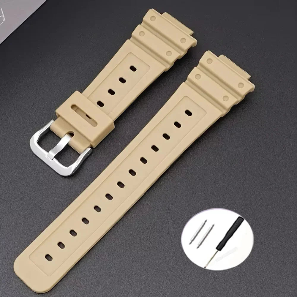 16mm Waterproof Silicone Watch Strap for Casio Models | Silver Buckle