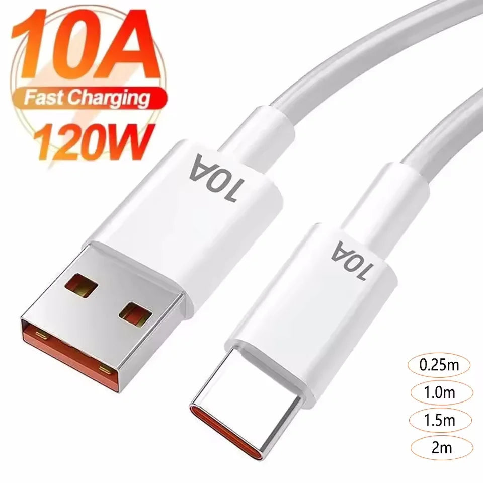 120W USB to Type-C Fast Charging Cable for Android & Xiaomi Devices