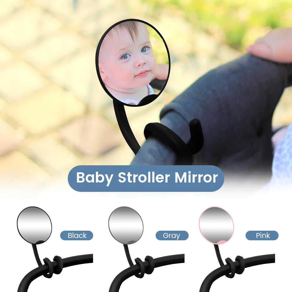 Adjustable 360° Stroller Mirror - Shatterproof for Safe Baby Viewing
